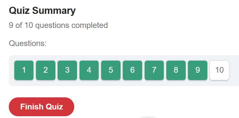 quiz summary 已答多少题